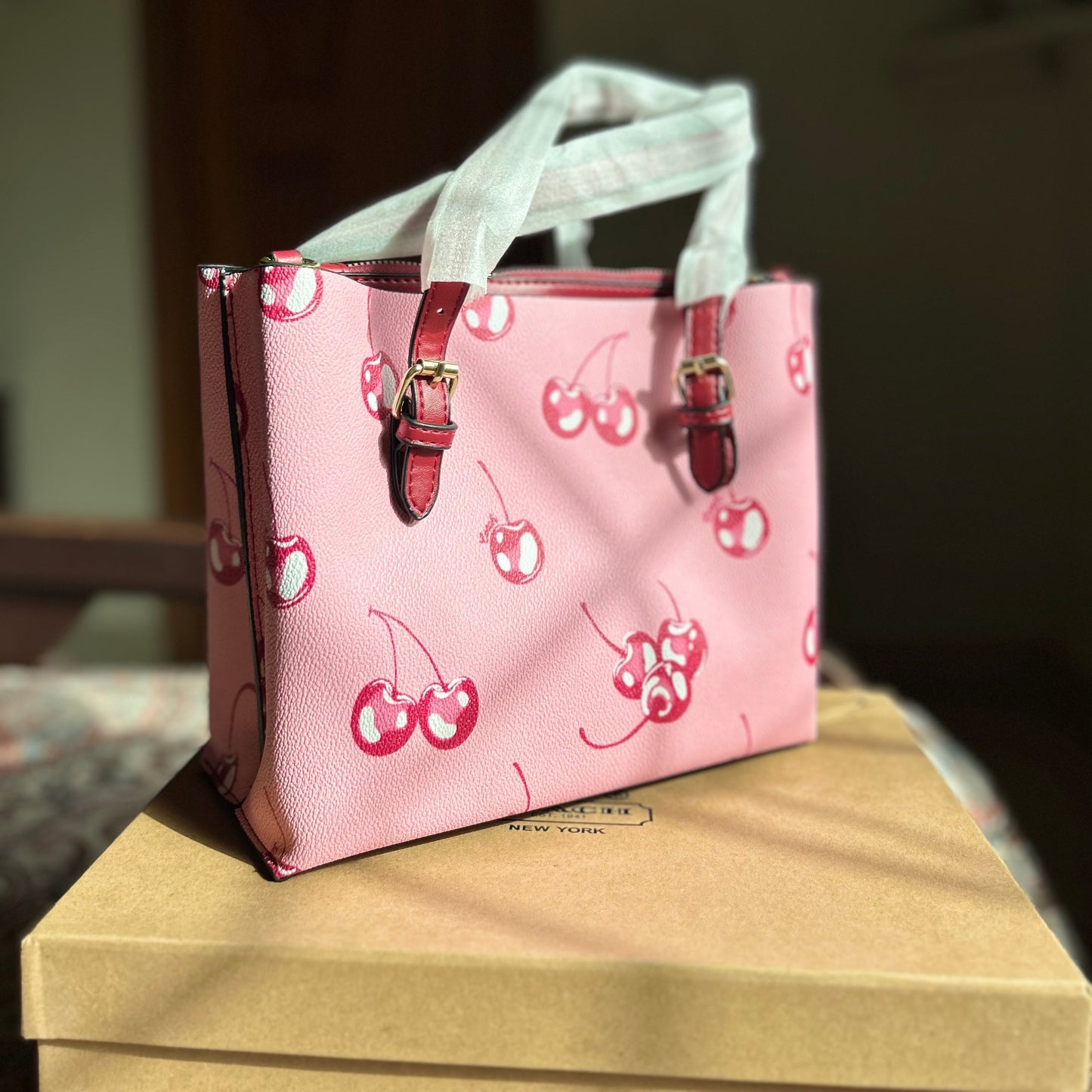 COACH Mollie Tote Cherry Pink New