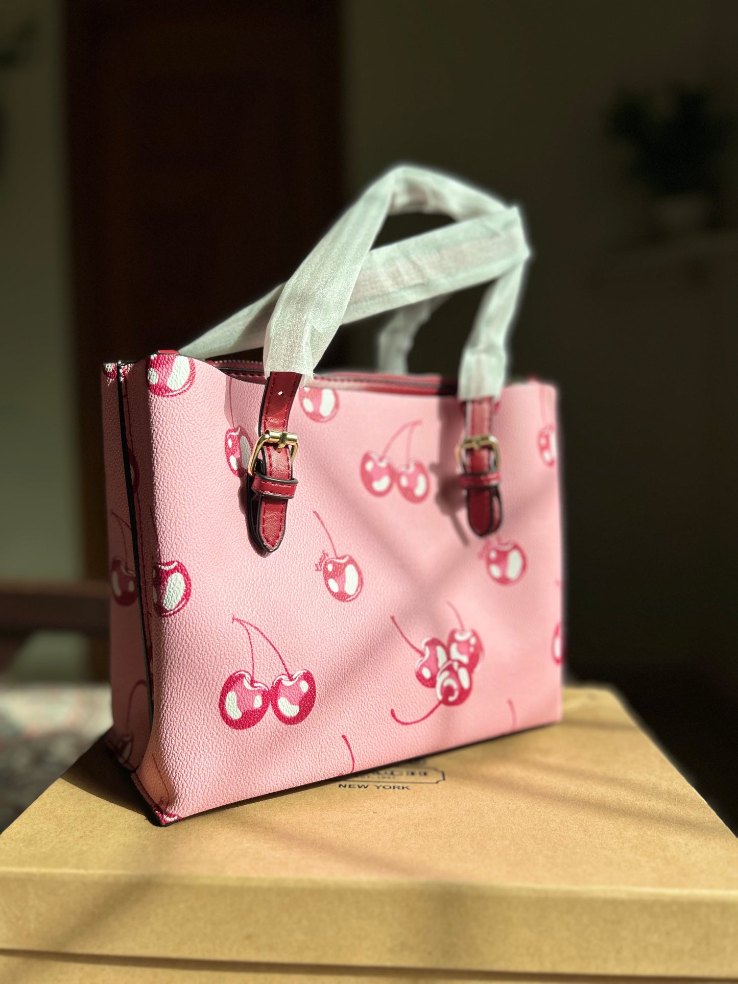COACH Mollie Tote Cherry Pink New